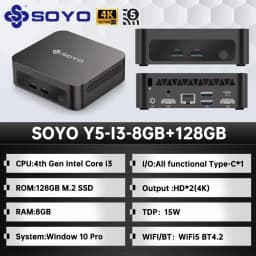 SOYO Y5 Mini PC 4th Gen Intel Core I3 8GB RAM 128GB SSD Windows 10 PRO Bluetooth WIFI5 Supports 4K Display Mini Computer