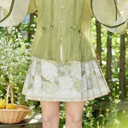 Chinese Style Improved Ming Dynasty Exquisite Printed Horse-face Skirt Women High Waist All-match Pleated Mini Horse-face Skirt