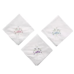 Ladies Cotton Embroidery Handkerchiefs Womens Soft Solid Candy Color Flowers Lace Edging Hankies for Wedding Party