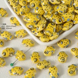 Exclusive Hand-painted Yellow Ceramic Straight Hole Bead Jewelry For Summer