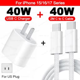 Original 40W USB Type C PD Charger Fast Charging Cable For iPhone 17 16 15 14 13 12 11 Pro Max 8 Plus XS X XR Phone Accessories