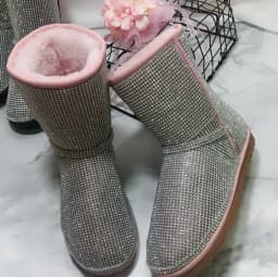 bling bling rhinestone snow boots woman thick flat whole rhinestones winter boots glitter pink back crystal snow boots