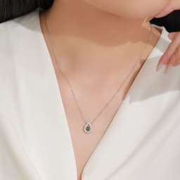 Ailmay 925 Sterling Silver Luxury Water Drop with Green Zircon Pendant Necklace Earrings for Women Jewelry Sets Party Gift