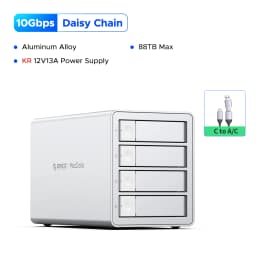 ORICO 3.5" Daisy Chain Type-C 10Gbps HDD Docking Station Support RAID 150W Power for Apple device 5Bay DAS Studio Series
