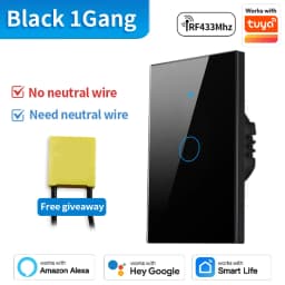 TNCE Tuya US Switch WiFi Zigbee, 1/2/3/4 Gang, No-Neutral/Wire LED Light Control Wall Button, Smart Voice with Alexa Google Home