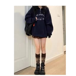 American Style Retro Collar Sweatshirt Jacket Women's New Early Autumn Oversize Small Size Long Sleeve Top