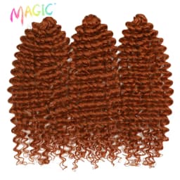 Magic 24 Inch Brown Blonde Deep Wave Synthetic Hair Bundles High Temperature Fiber Crochet Braiding Hair Extensions For Women