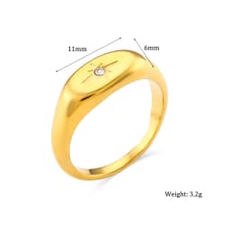 E.B.belle Aspect North Star Seal Ring Silver Color Waterproof 316L Stainless Steel Jewelry 18K Gold Plated Accessories