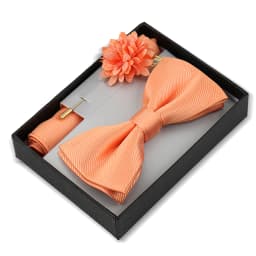 Bowtie Man Flower Brooch Set With Box Pocket Square Butterfly Lapel Pin Bow Tie Set For Men Wedding Suit Accessories Gift Cravat