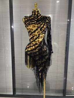 New Rainbow Women Sexy One Shoulder Mesh See Through Tassles Bodycon Mini Dress Birthday Fashion Bar Singer Performance Stage