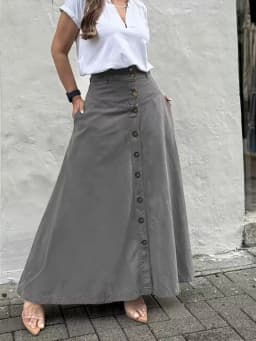Falda Disfraz Ropa Mujer Button Up High Waisted Button Up Skirt Versatile For Autumn Winter, Loose Slit A-line Mid Length Skirt