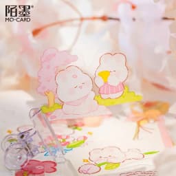 46pcs/pack PET Fleecy Pink Bunny Kitten Puppy Piggy Cute DIY Decorative Materials Kawaii Stationery Stickers Bag