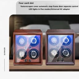 Mechanical Automatic Watch Winder Luxury Wood Watch Box Battery Installable With LED Light And Lid Sensor Watches Storage Box