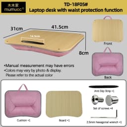 Mumucc's Laptop Desk With Lumbar Support & Accessories, Including A Detachable Tabletop, A Cushion Filled With Foam Particles