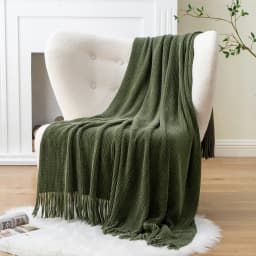 Battilo Chenille Knit Blankets with Tassels Caramel Plaid Throw Blanket for Bed Couch Decorative Sofa Blanket Bedroom Fall Decor
