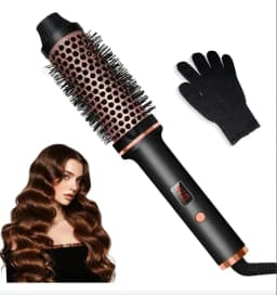 Curling Iron Brush PTC Heated Thermal Brush Ceramic Hair Curler Hot Brush Create Loose & Volume Curls Heating Hair Styling Brush