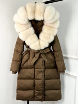 Lagabogy 2025 New Winter Warm White Duck Down Jacket Women Long Hooded Puffer Jacket Women Real Fox Fur Coat Female Warm Coat