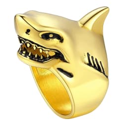U7 Stainless Steel Big Rings for Man Bird Goat Octopus Shark Serpent Snake Bone Charm Size 7-14 Rock Punk Animal Skull Jewelry