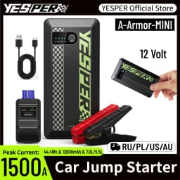 YESPER 1500A Jump Starter ARMOR Mini 12V Car Battery Emergency Boosters 12000mAh Power Bank for Car Motorcycle SUV Truck 7/5.5L