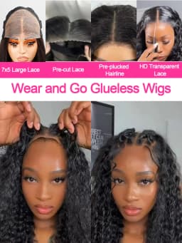 Smilegirl 220% Density 30 Inch Deep Curly Wave Wig 5x5 Glueless Lace Front Pre Plucked Brazilian Wet Wavy HD Transparent Lace Frontal Natural Color for Women