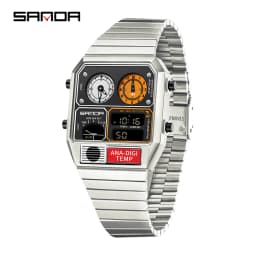 SANDA New 3192 Men's Square Men's Electronic Watch Waterproof LED Thermometer Stopwatch For Men's Electronic Watch