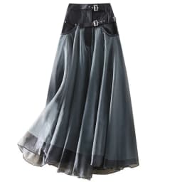 Y2k Skirts Women Clothing Patchwork Gauze A-line Saia High Waist Fashion Jupe Contrast Color Casual Skirt Faldas Mujer De Moda