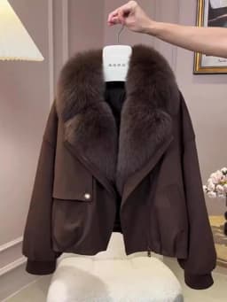 Retro Mat Sle Women's Loose Design Cotton Jaet Warmth Fur Collar Ort Cotton Coat Korean Version High-End Outerwear