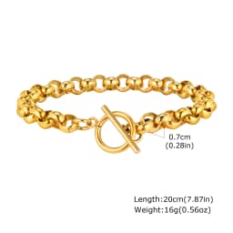Chunky Bold Toggle Bracelets for Women, Stainless Steel OT Buckle Link Chain Bracelet Gold Plated Tarnish Free
