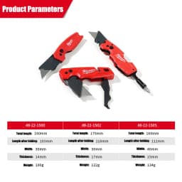 Milwaukee FASTBACK Series, 6-in-1 Folding Multifunctional Knife, Blade Angle Less Than 60°, Folding Blade Storage, Art Knife