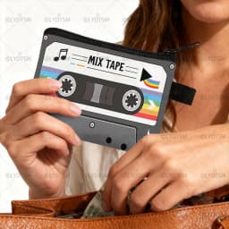 Cute Tape Cassette Case Graphic Print Coin Purses Women Men Wallet ID Credit Card Lipstick Key Storage Bag Money Coin Bag