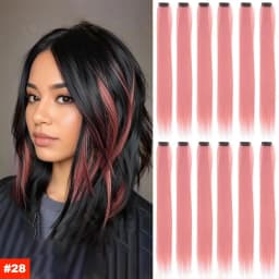 1 5 11 Pcs/lot Clip in Hair Extensions Multi-Colors Highlights Synthetic Hair 22 inch Rainbow Hairpieces for Girls Women Kids
