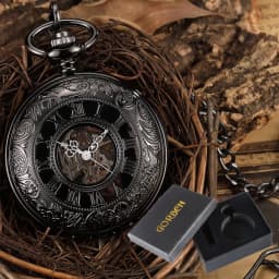 Luxury Pocket Watch with Chain for Man Mechanical Skeleton Roman Numeral Quality Engraved Clock Pocket Watches for Women Lady