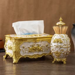 European light luxury pressing toothpick container Tissue box set household living room office tissue storage box Toothpick box