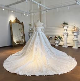 Customized Strapless Eelegant Lace Wedding Dresses With Detachable Sleeves amanda novias oficial