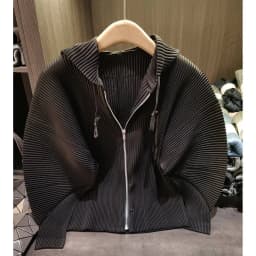 Drawstring Spring New Hooded Pleated Zipper Women's Sweatshirts Loose Elegant Simple High Quality Cardigan Coat 245YG