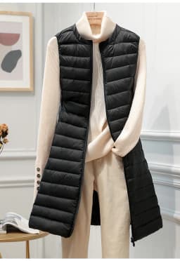 2022 Autumn Winter Ultra Light White Duck Down Vest Jacket Women O Neck Long Waistcoat Coat Female Sleeveless Outwear Parkas