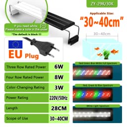 Aquarium LED Light Super Slim Fish Tank Aquatic Plant Grow Lighting Waterproof Bright Clip Lamp RGB LED 20-63cm for Fish Tank