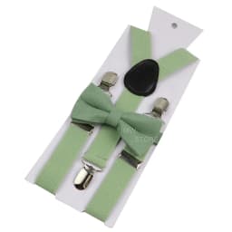 Adjustable Elastic Leather Suspenders Bowtie Set Men Women Sage Green Braces Straps For Wedding Y-Back Shirt Accessories Gift