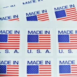 100pcs 25x25mm MADE IN U.S.A Factory Product Origin Instruction Synthetic Paper Sticker United States Manufacture