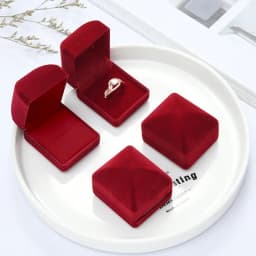 New Hollow Red Velvet Ring Box Couple Double Ring Bearer Box For Wedding Engagement Gift Favor Jewelry Organizer Packing Boxes