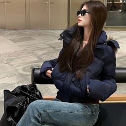 Korean Large Fur Collar Short Padded Jacket Women 2026 Winter New Thick Hooded Parkas Women Retro Zipper Button Puffer Jackets