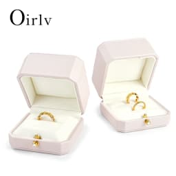 Oirlv Luxurious Velvet Ring Box Set-Elegant Single & Double Ring Holder for Wedding Anniversary Gifts Jewelry Storage Organizer