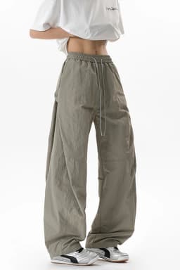 Ice Silk Joggers Pants Men Summer Trendy Brand Loose Straight Wide-leg Thin Trousers Man Breathable Quick-dry Slacks Long Pants
