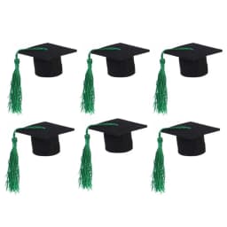 6Pcs Fashion Mini Graduation Hat Doctoral Cap Costume Top Hat With Tassels DIY Doll Decor Flowers Wine Bottle Dolls Decoration