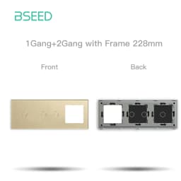 BSEED EU Standard Touch Light Switch Panel With Wall Socket Frames 228mm Metal Base Included Glass Frame Without Switch Part