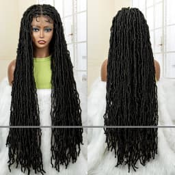 36 Inches Red Colored Super Long Synthetic Full Lace Braids Wigs Locs Dreadlock Knotless Box Braided Wigs for Afro Black Women