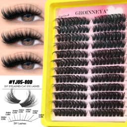 GROINNEYA Lashes Clusters Fluffy Volume Lash Clusters Bottom Lashes Wispy Eyelashes DIY Lash Extension Individual Lashes
