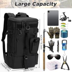 Tactical Fishing Backpack Tackle Bag with Rod Holders Fish Equipment Storage Molle Camping Hiking Outdoor Multifunctional Bag