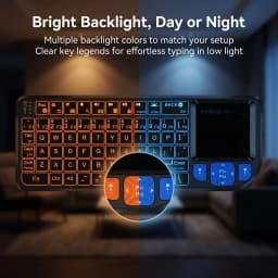 MRSVI Mini Keyboard A8 PLUS,Backlit 2.4GHz&Bluetooth5.0 Wireless Keyboard with Touchpad for Android TV Box,Mac,Laptop,Windows