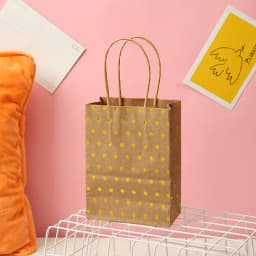 5 Pcs Dot Star Kraft Paper Bags with Handles Birthday Wedding Christmas Party Decoration Baby Shower New Year Gift Packaging